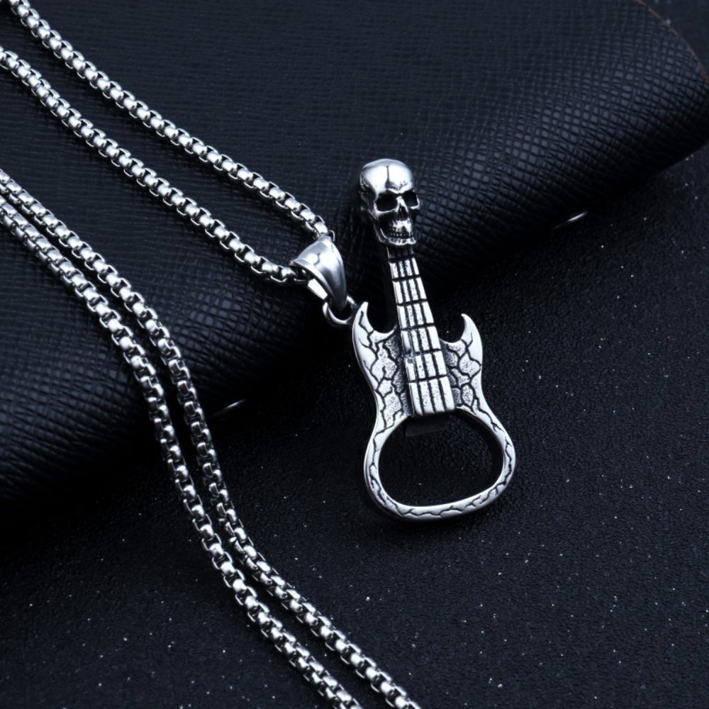 ππ΅MUSIC LOVER GUITAR SILVER COLOR NECKLACE - GIFT FOR LOVED ONES, N90201P102 - Picture 5 of 9